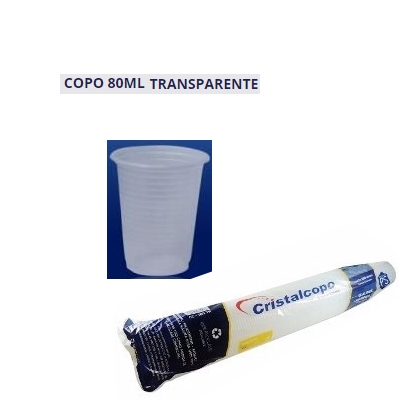 Copo Descartável Transparente 80ml com 100 unidades Minaplast