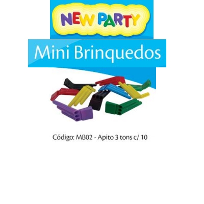 MINI BRINQUEDO APITO 3 TONS COM 10UN NEW PARTY