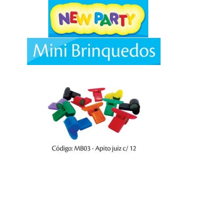 MINI BRINQUEDO APITO JUIZ COM 12UN NEW PARTY