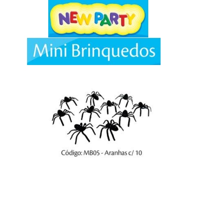MINI BRINQUEDO ARANHAS COM 10UN NEW PARTY