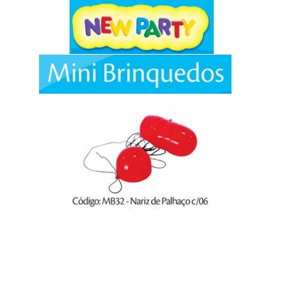 MINI BRINQUEDO NARIZ DE PALHAÇO COM 06UN NEW PARTY