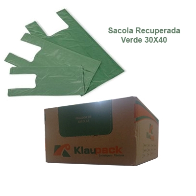 SACOLA LISA 30X40 RECUPERADA VERDE COM 1,8KG KLAUPACK