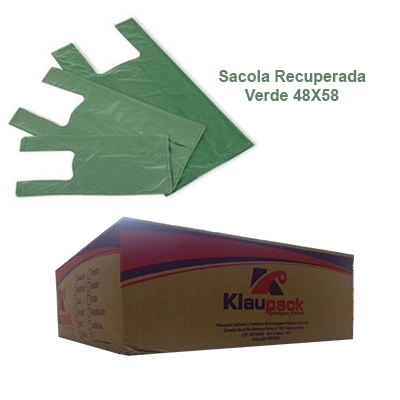 SACOLA LISA 48X58 RECUPERADA VERDE COM 4KG KLAUPACK