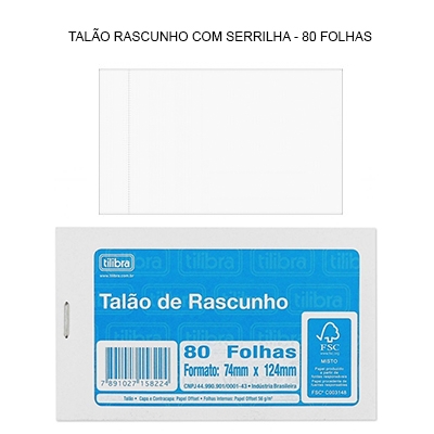 TALÃO DE RASCUNHO COM SERRILHA 74X124CM TILIBRA